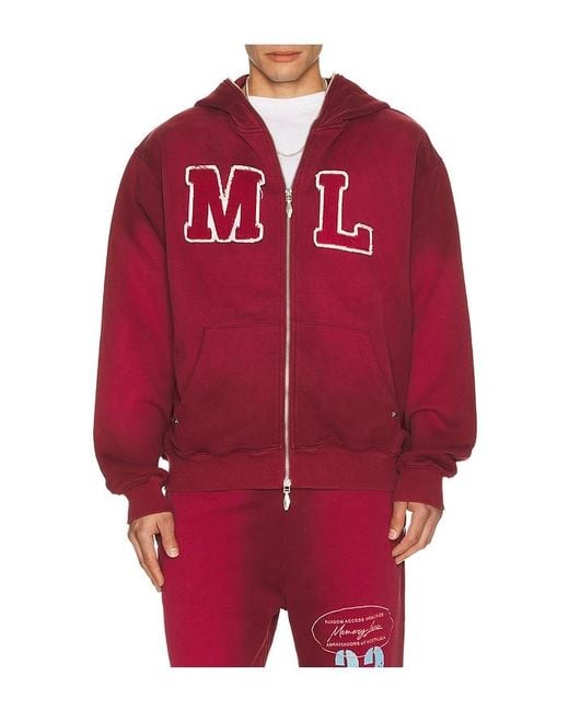 Memory Lane Red Initial Full Zip Hoodie for men