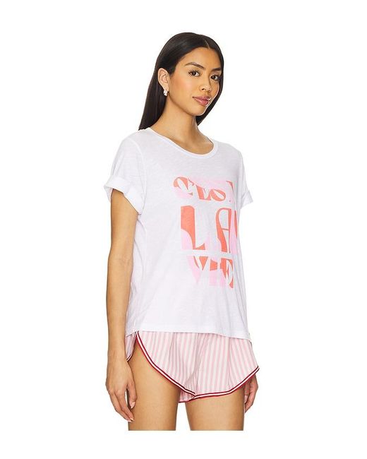 Sundry White Cest La Vie Rolled Sleeve Tee