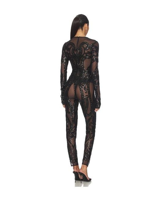 Norma Kamali Black Long Sleeve Crew Neck Catsuit