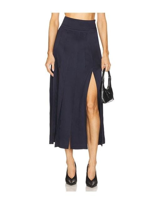 Monse Blue Panel Fringe Skirt