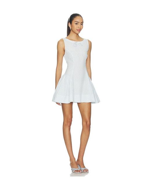 For Love & Lemons White Scotch Bonnet Gingham Mini Dress