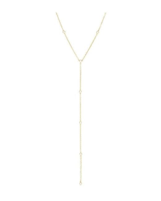 By Adina Eden White Bezel Station Lariat Necklace