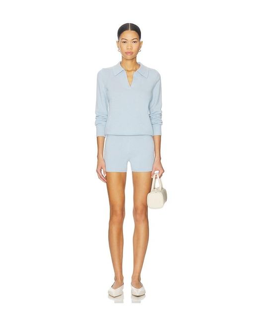 AEXAE Blue Cashmere Polo Jumper