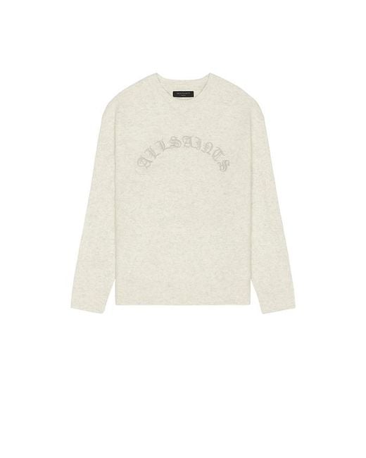 AllSaints White Curv Crew Neck Sweater for men