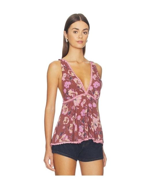 Free People Red Rome Printed Tank