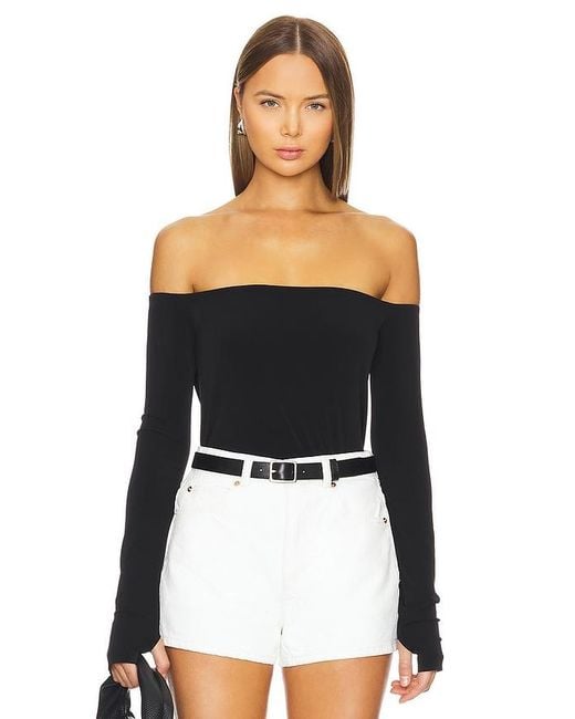 Norma Kamali Black Long Sleeve Off Shoulder Top