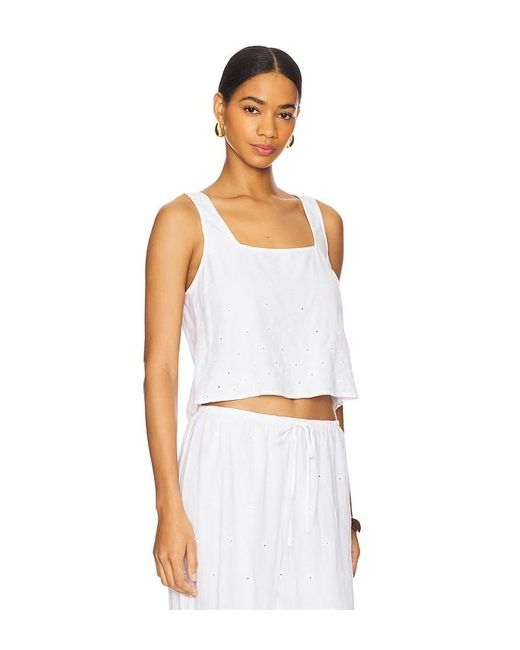 Bella Dahl White Square Neck Button Back Tank