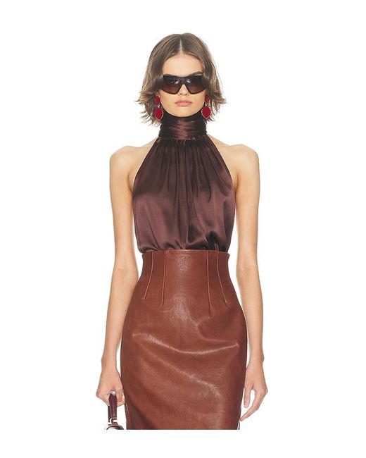 Silk Charmeuse Halter Top En Color Chocolate Talla (También En M, S) Helsa de color Red