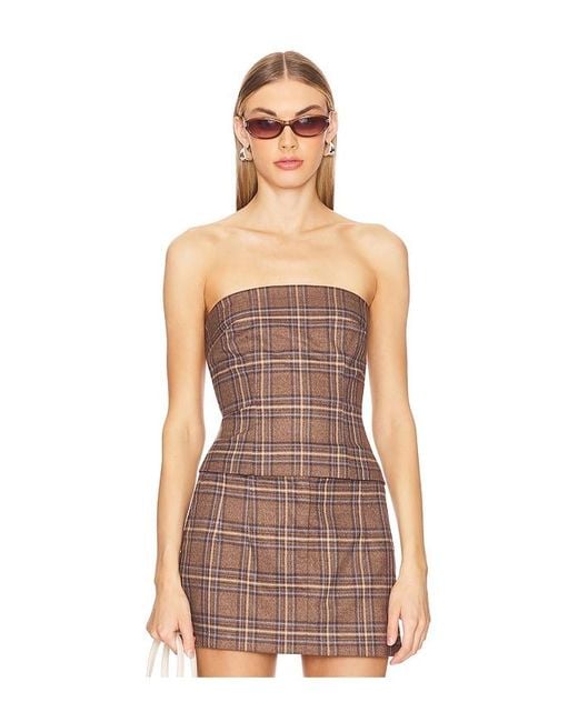 Lovers + Friends Multicolor Twill Strapless Bustier Top