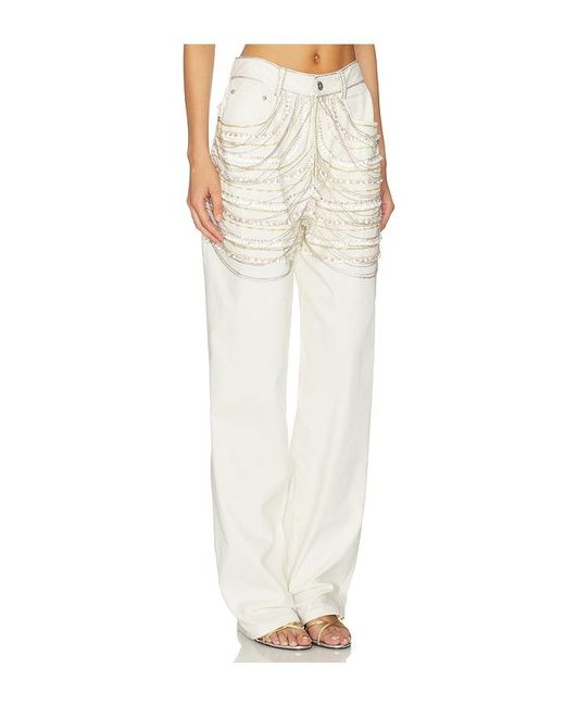 LAPOINTE White Embroidered Straight Leg Pant