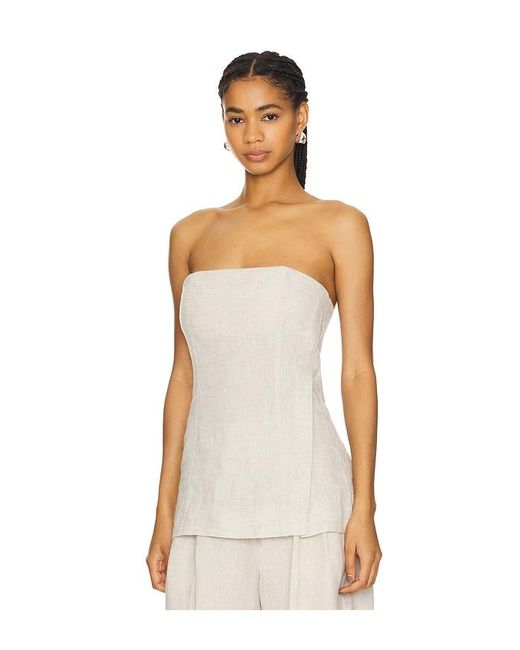GRLFRND White Linen Strapless Tunic Top
