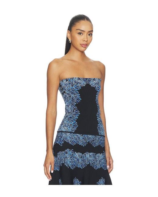 Ulla Johnson Blue Madelie Strapless Knit Jacquard Top