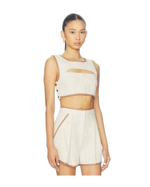Matthew Bruch White Bound Cutout Crop Top