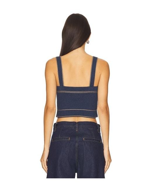 Autumn Cashmere Blue Crop-Tanktop Mit Stickereien