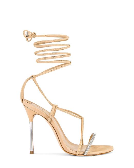 Schutz Leather Adeline Crystal Sandal in Light Nude (Natural) | Lyst