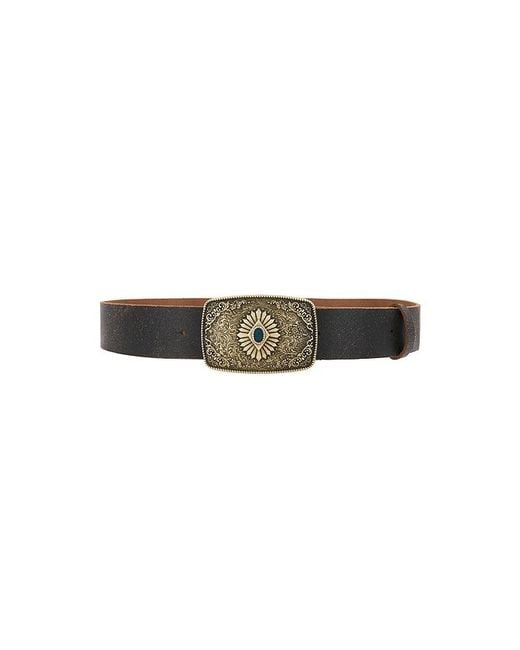 Lamarque Brown Metal Buckle Leather Belt