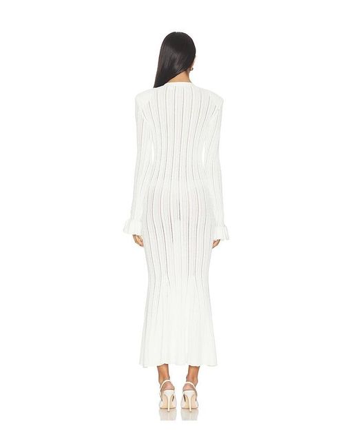 Self-Portrait White Pointelle Knit Midi Dress