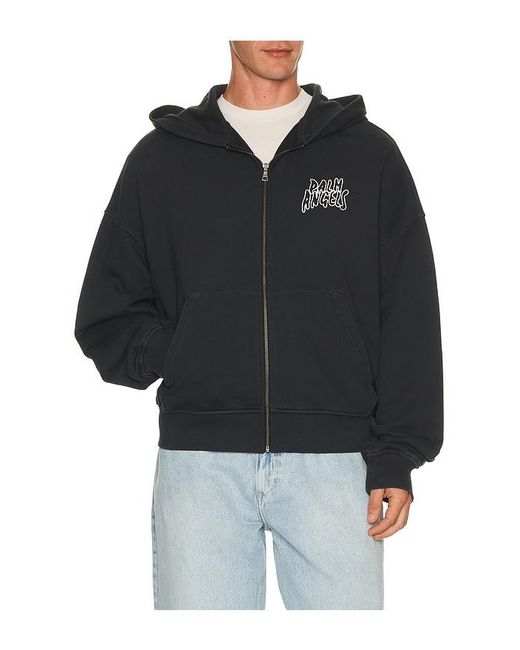 Palm Angels Black Palm Leaf Zipped Loose Hoodie for men