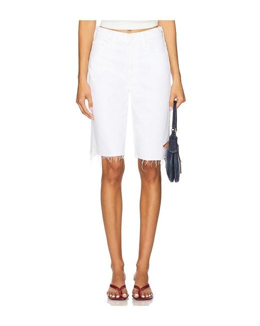 Mother White Shorts The Maven Bermuda Fray
