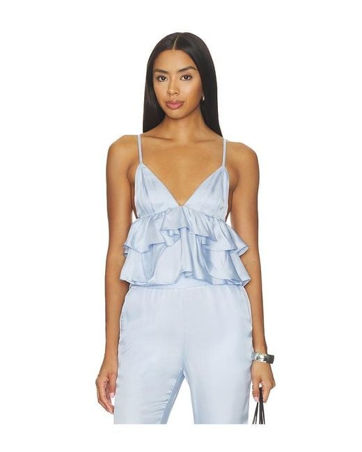 Fleur du Mal Blue Luxe Twill Flare Cami