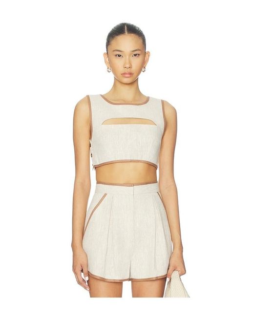 Matthew Bruch White Bound Cutout Crop Top