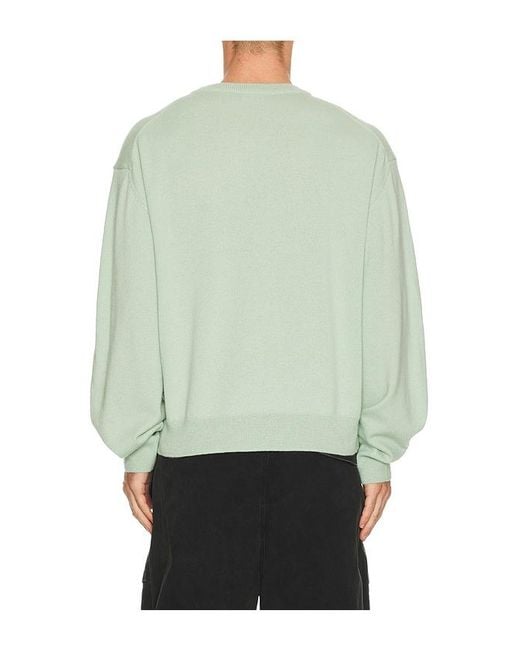 we11done Green Pearl Logo Necklace Print Pullover for men