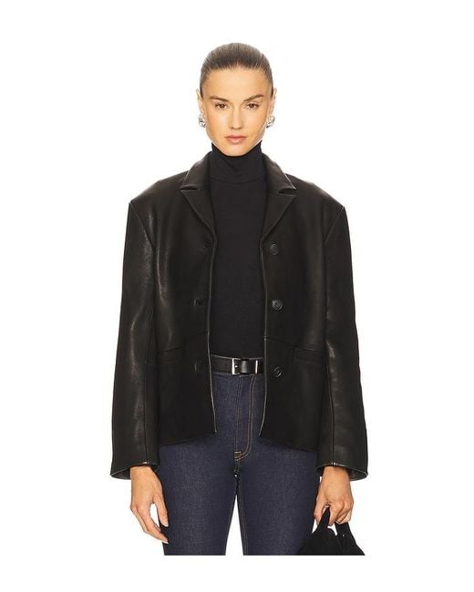 GRLFRND Black Marlo Leather Blazer