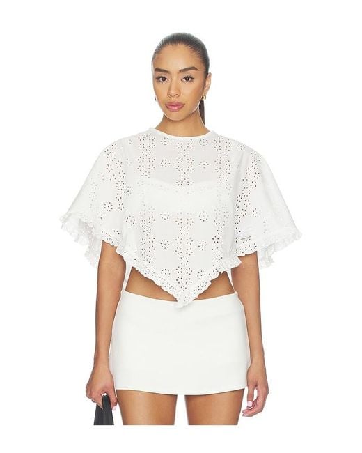 Sandy Liang White Soba Poncho
