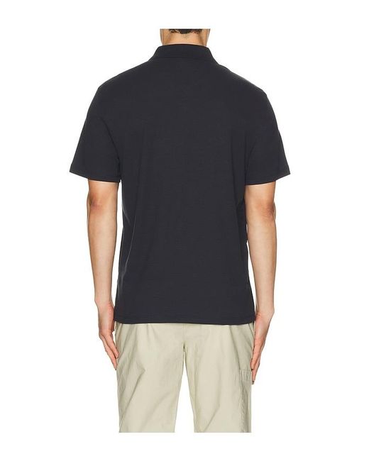 Vince Blue Mesh Knit Snap Short Sleeve Polo for men