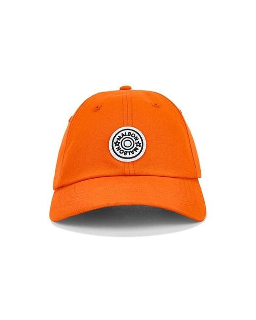 Malbon Orange Waxed Cotton Strapback Hat for men