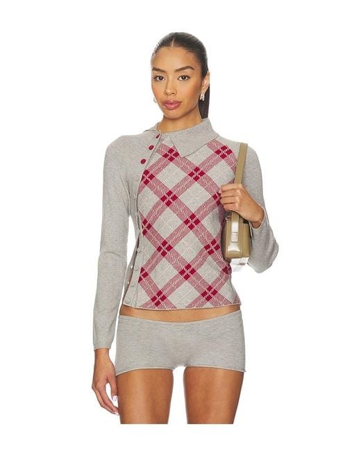 Isa Boulder Red Tartan Asymmetric Top