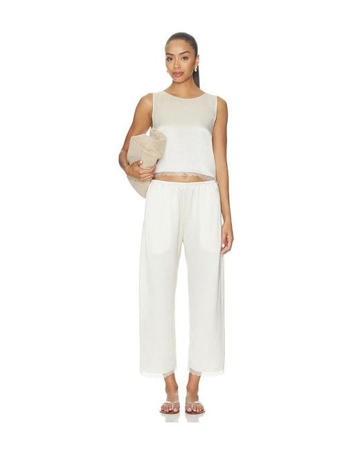 Leset White Barb Lace Crop Pant