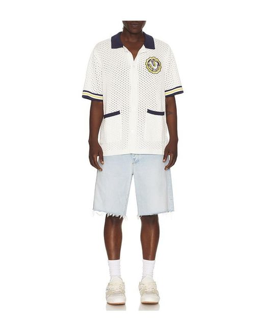 True Religion White Horseshoe Crest Knit Shirt for men