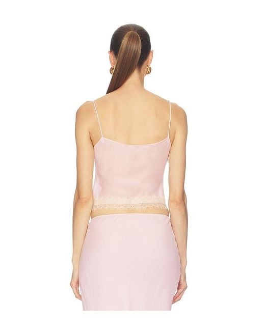 Helsa Pink Viscose Georgette Cami With Lace
