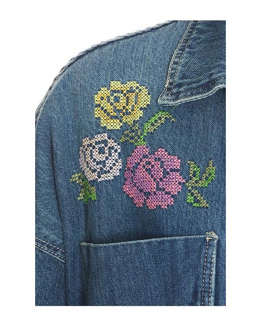 Free People Blue X We The Free Madison City Embroidered Jacket