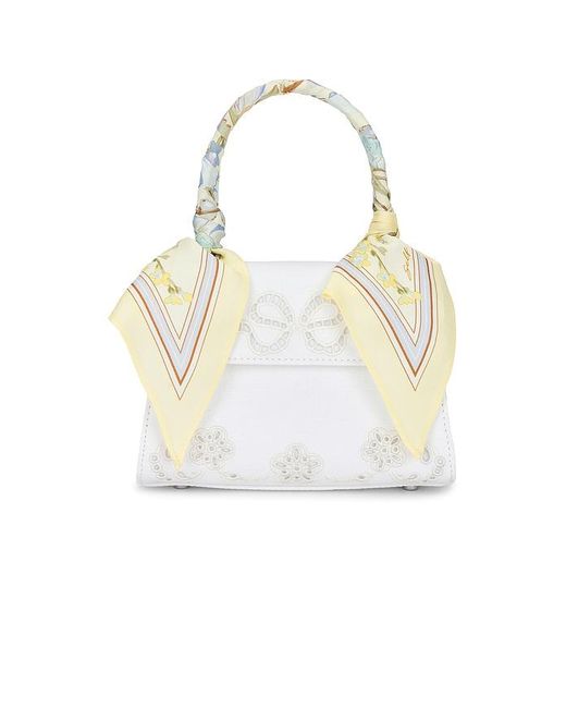 Self-Portrait White Cream Linen Floral Mini Bag