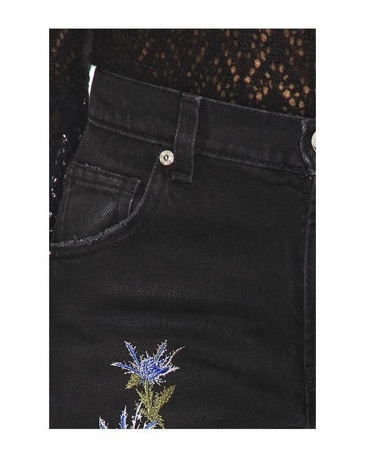 Blumarine Black Embroidered Denim Straight Leg