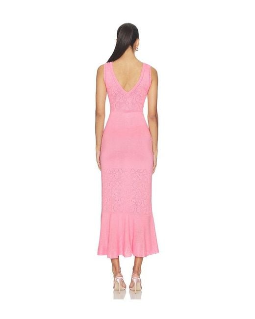 Andreeva Pink Peony Knit Dress With Real Ostrich Feather Details