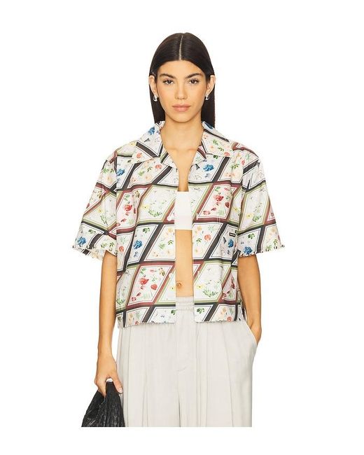 PRIVATE POLICY Natural Cropped Camp Shirt
