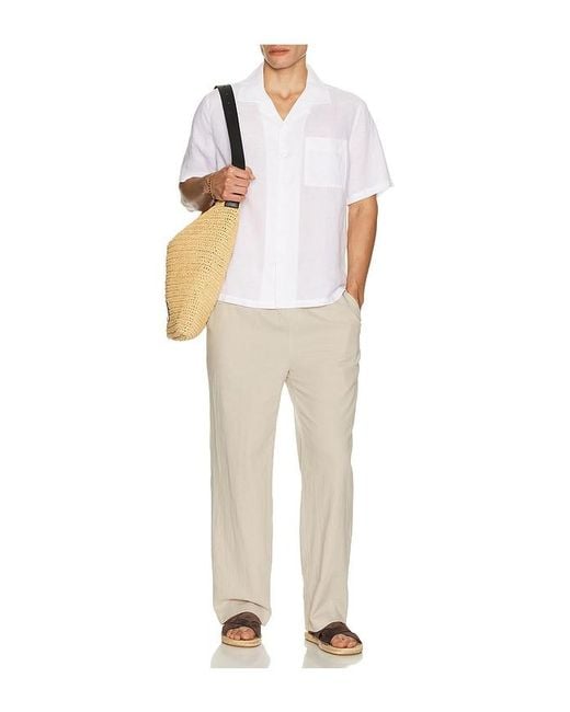 Onia White Air Linen Convertible Vacation Shirt for men
