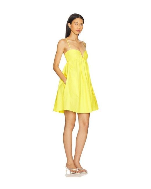 Susana Monaco Yellow Poplin Lace Up Back V Wire Dress