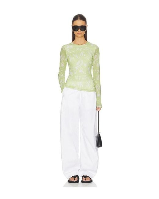Rag & Bone Yellow Yana Printed Mesh Long Sleeve Tee