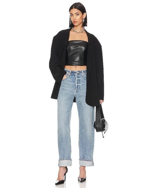 Citizens of Humanity Blue Ayla Baggy Cuffed Crop