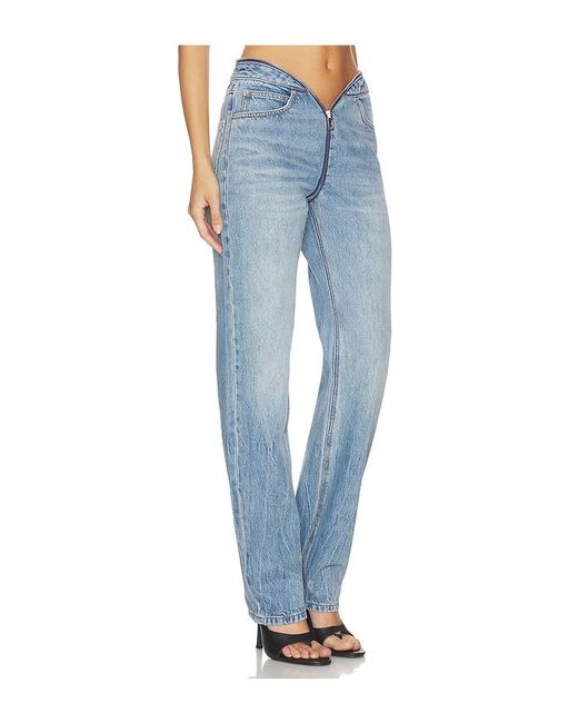 Alexander Wang Blue Dipped V Zip Waistband Straight Leg Jeans