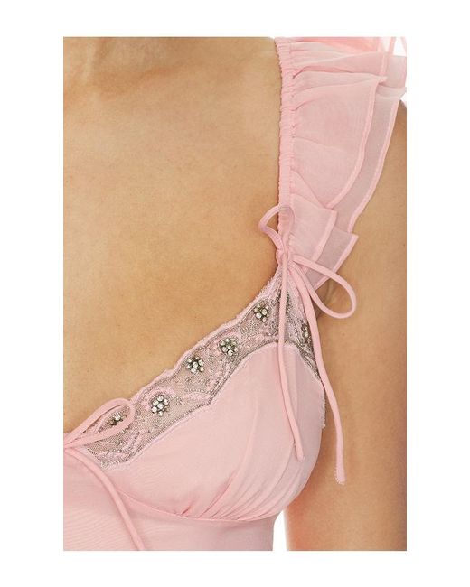 For Love & Lemons Pink Bella Sparkle Slip Dress