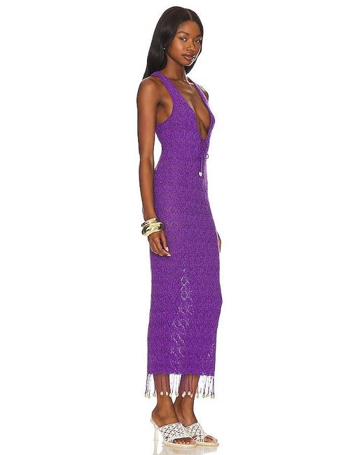 Camila Coelho Purple Abeni Keyhole Midi Knit Dress