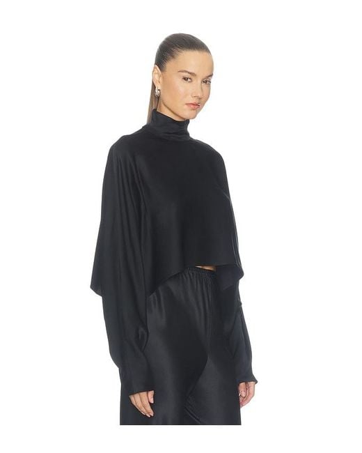 LAPOINTE Black Satin Caftan Top
