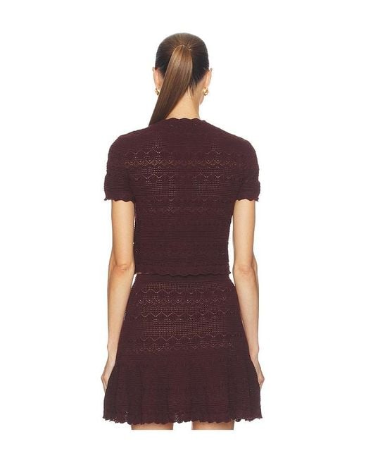 Self-Portrait Red Pointelle Knit Top