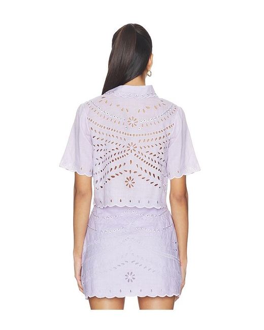 Karina Grimaldi White Elin Embroidered Top