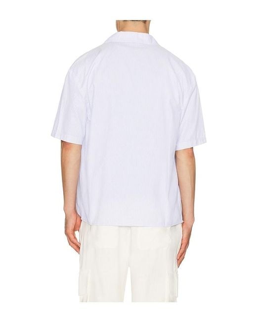 KROST White Cotton Stripe Bowling Shirt for men